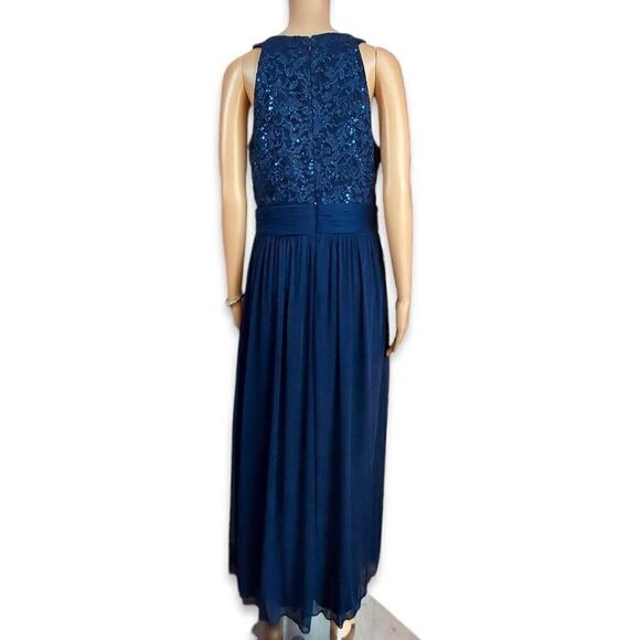 Davids Bridal Navy blue and sequined prom, evening dress - Picture 2 of 7